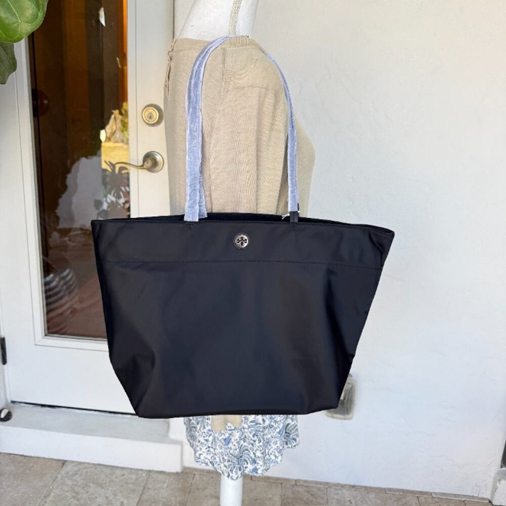 Tory Burch Nylon Large Tote 166469 In Black - Picture 2 of 12